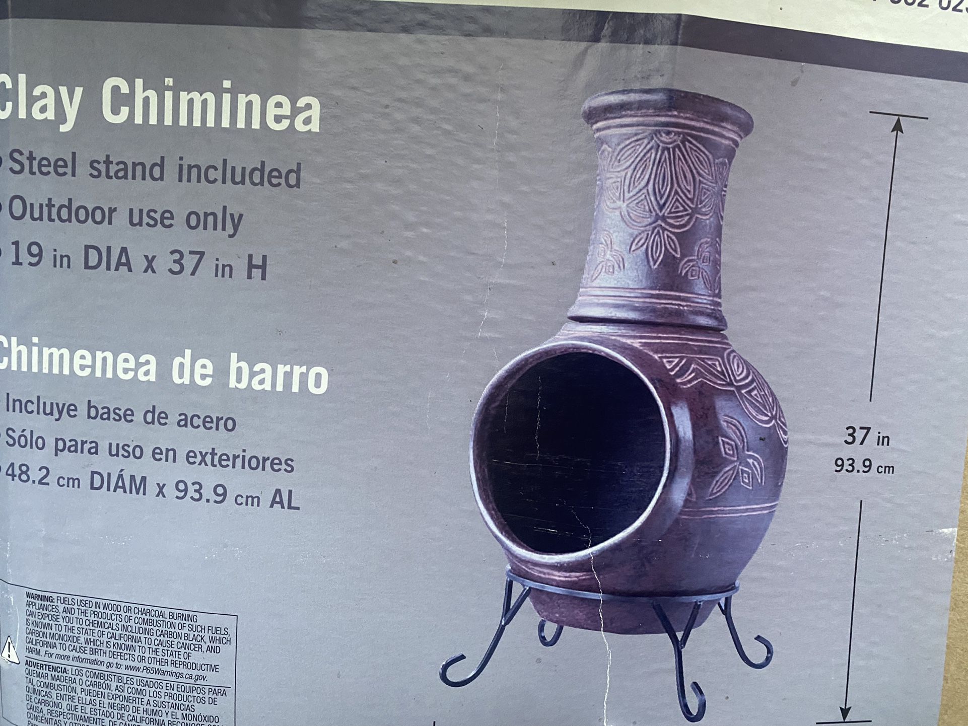 New Clay Chiminea For Porch Or Backyard Fire Pit 