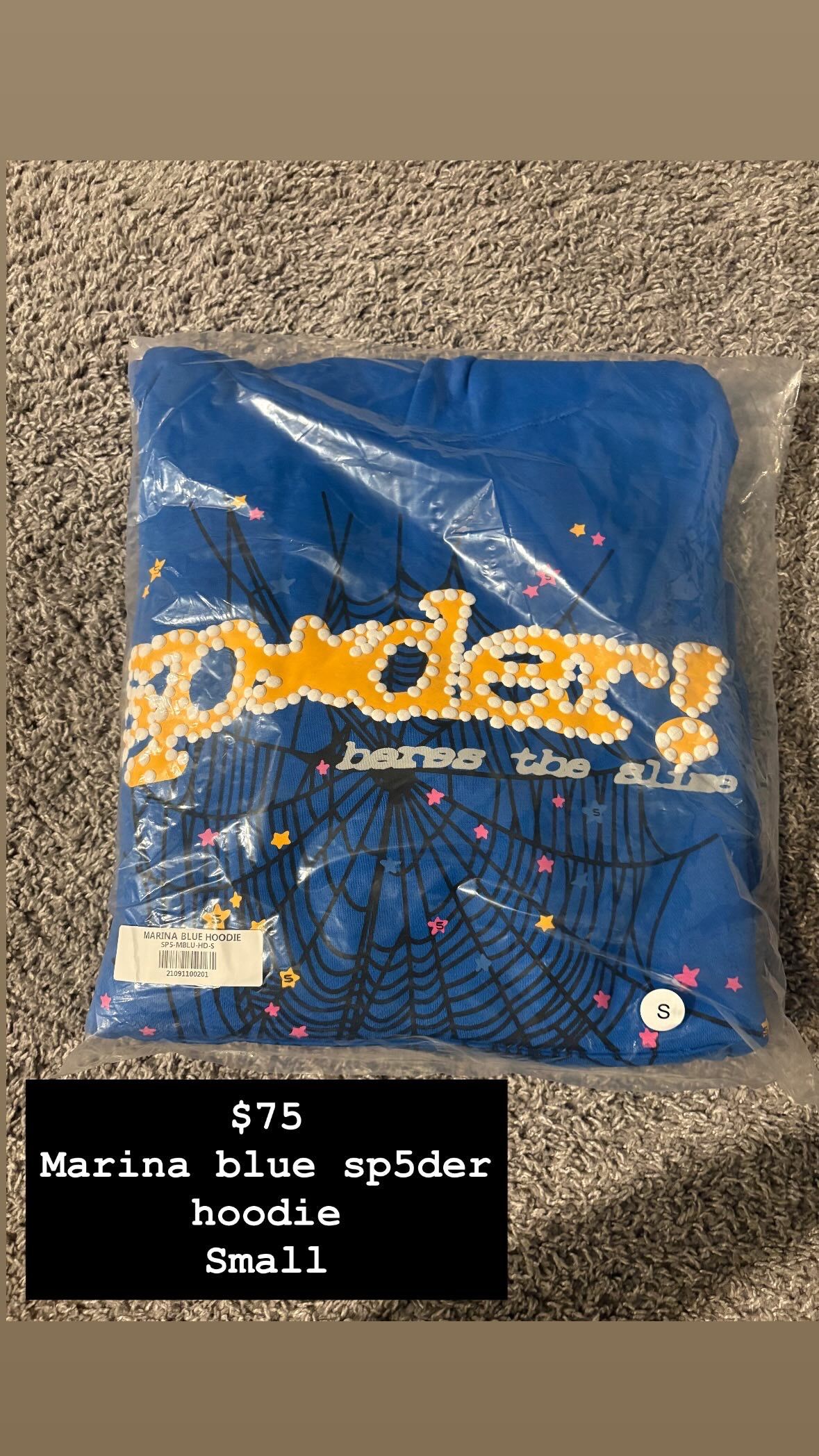 Marina Blue Sp5der Hoodie