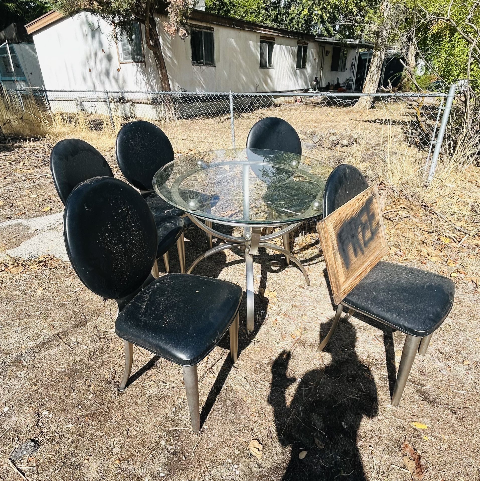 Glass Top Table, 5 Chairs FREE