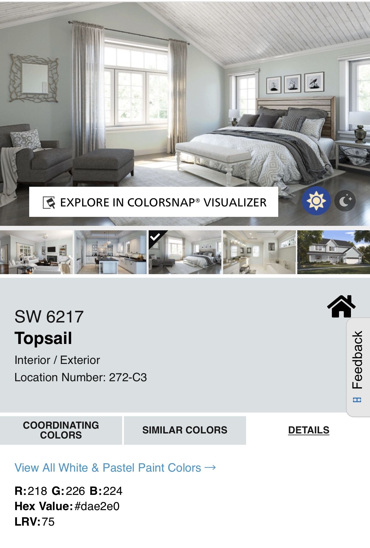 SherwinWilliams Duration Paint Color Topsail Lt Blue for Sale in