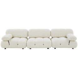 SAFAVIEH Couture Ellamaria Tufted Sofa - 113 IN W x 36.6 IN D x 26.8 IN H - Ivory