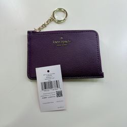 Kate Spade Plum Card Wallet Keychain 