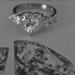 Size 8 Moissanite 3.0 Ct Sterling Silver S925 Rhodium Plated Ring