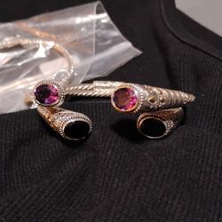 New & Used Bali Indonesia 925 Sterling  Cuff Silver with 18k Gold Accents 