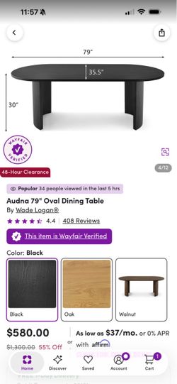 Oval Dining table