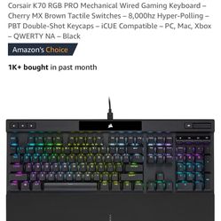 Corsair K70 Lux Mechanical Keyboard - Red Switch