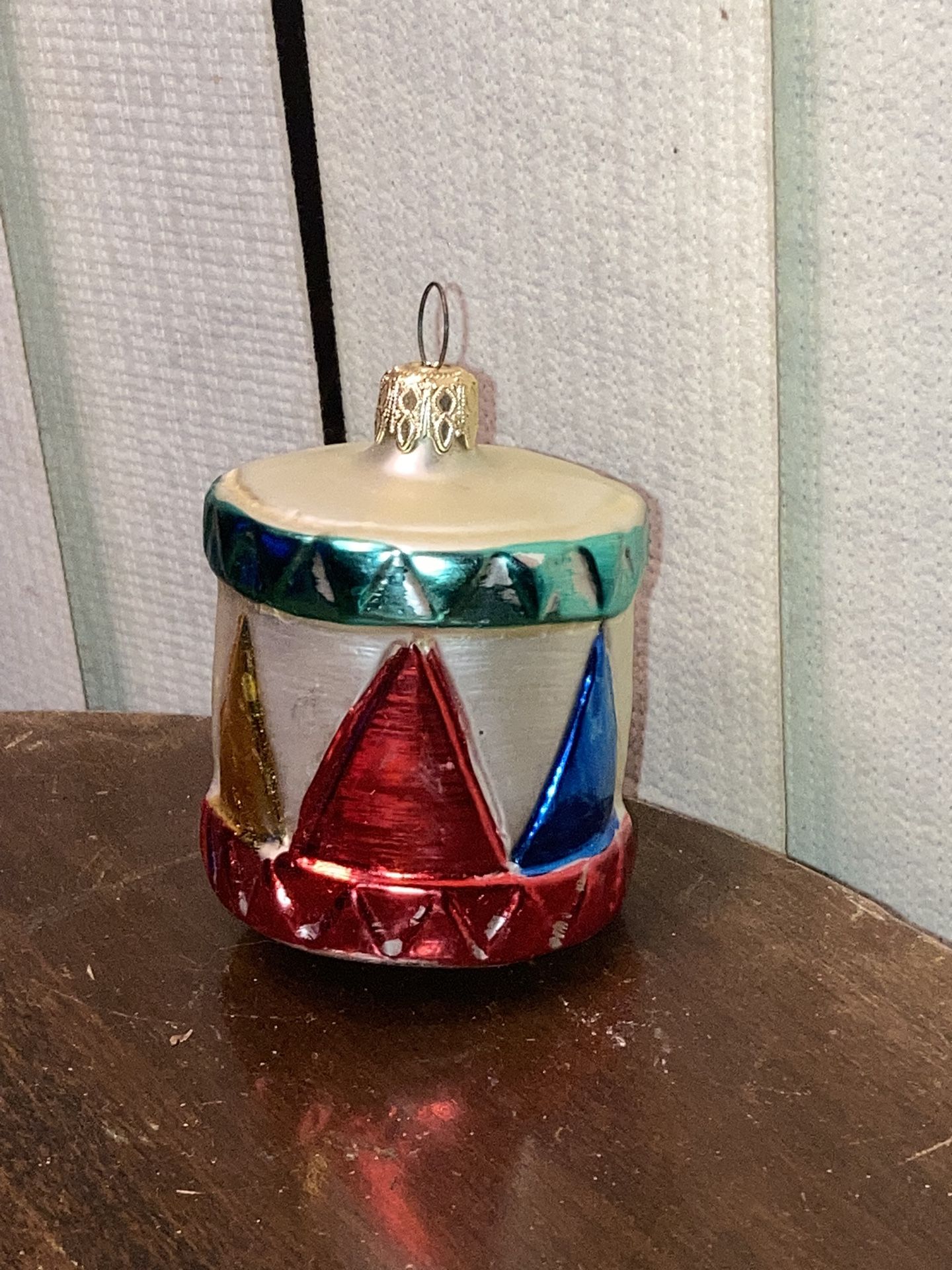 Antique Mercury Glass Drum Christmas Ornament