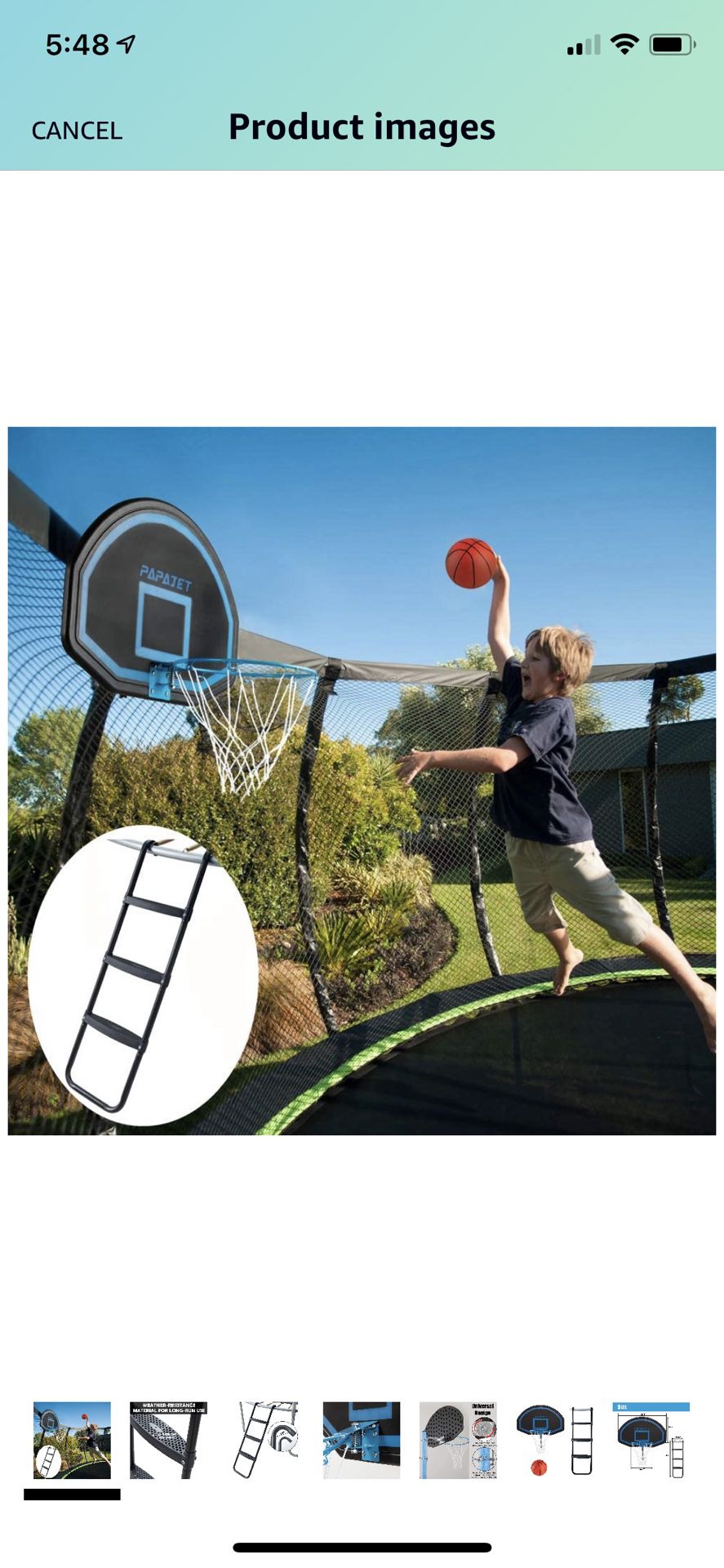 Basketball Hoop And Ladder That Attaches Yo Your Trampoline Brand New