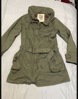 Von  Dutch Retro Army Green Trench Coat / Jacket , Size L