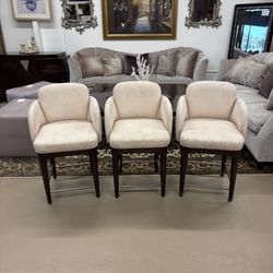 Set Of 3 Baby Pink Barstools *Custom made By A Designer In Newport Beach* 