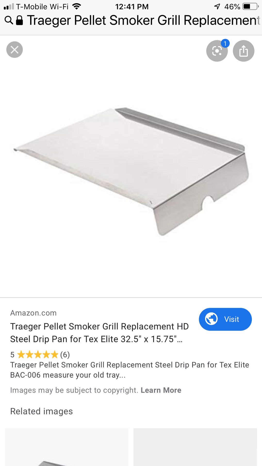 Traeger Pellet Smoker Grill Replacement HD Steel Drip Pan for Tex Elite 32.5" x 15.75" BAC-006