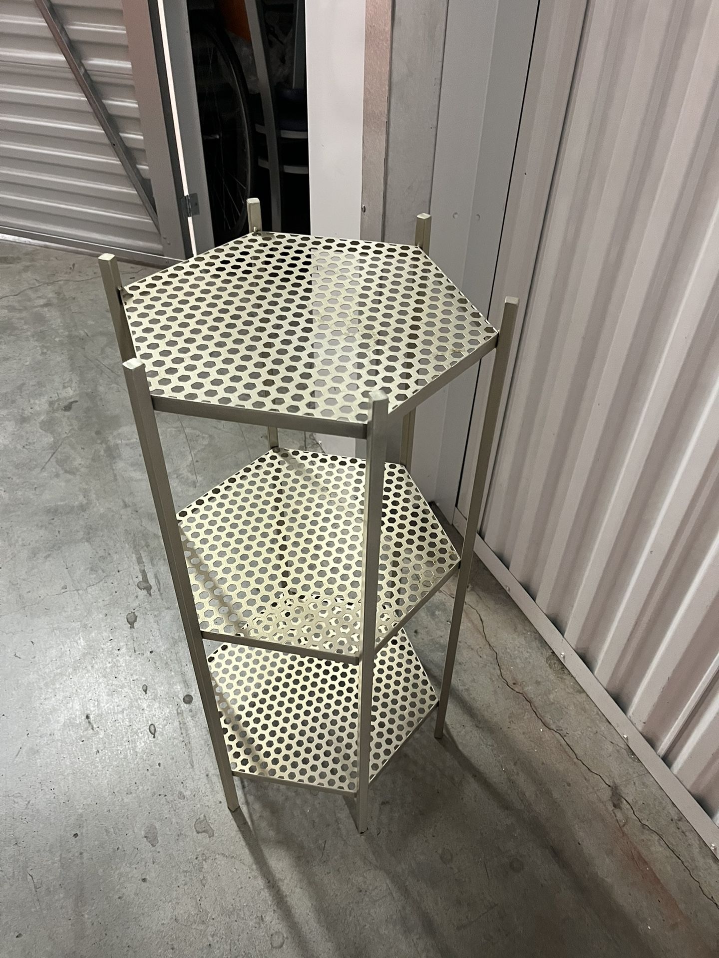 Metal Three-tier End Table Silver Gold