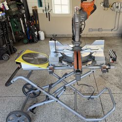 RIDGID 12” Compound Sliding Miter Saw With MSUV Stand And Extra Blade