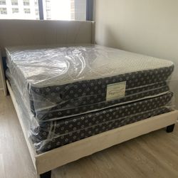 Queen Mattress Come With Bed 🛌 Frame And Free Box Spring - Free Delivery 🚚 Today To Reasonable Distance 