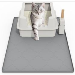 Cat Mat for Litter Box, 34" X 22" Large Silicone Cat Litter Trapping Mat, Easy Clean for Scatter Control, Soft on Kitty Paws, Waterproof, Urine-Proof,