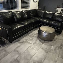 Omnia Black Leather Sectional