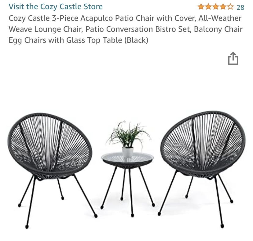 Outdoor Furniture Set - 2 Acapulco Chairs + 1 Glass Table