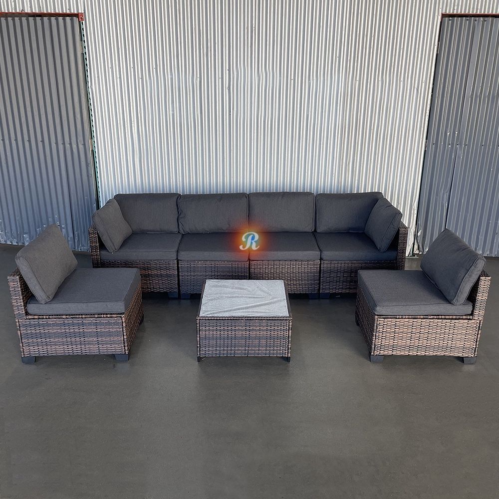 7pc Outdoor Patio Furniture Sectional Set