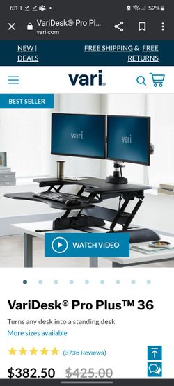 36" Varidesk  With Dual Monitor Monitors And Stand