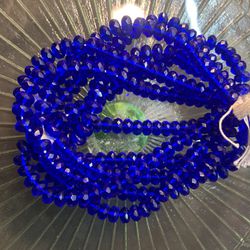 12 Strands of 25 Deep Blue Czech Glass Faceted Cathedral Beads