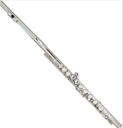 Deloitte Flutes Closed Hole 16 Keys Flute Silver Plated, DFL-101, for Beginner Student Flute Instrument with Cleaning Kit, Carrying Case, Gloves, Tuni