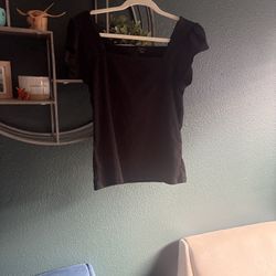 Ann Taylor Black Square Neck Blouse 