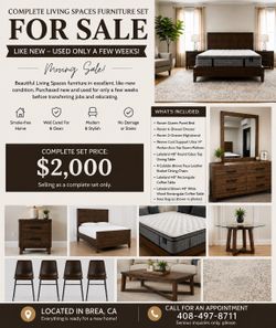 Living Spaces Bedroom Furniture & Dining Set Like New