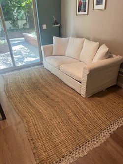 Large Natural Jute Area Rug – Approx. 6’ x 9’
