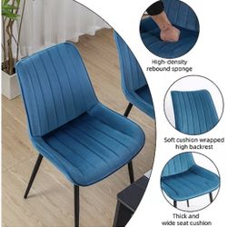Upholstered Velvet Dining Chair Set of 2. Blue