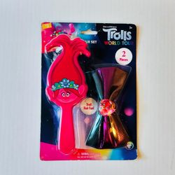 Trolls World Tour 2-Piece Brush and Bow Hair Set