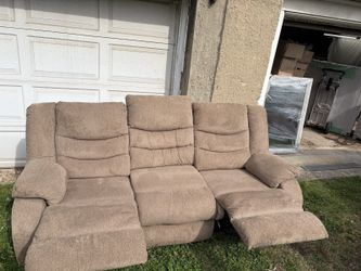 3-Seater Reclining Sofa Brown Fabric Couch 42A