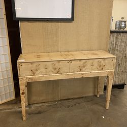 LH Imports Mappa 2 Drawer Burl Wood Console Table