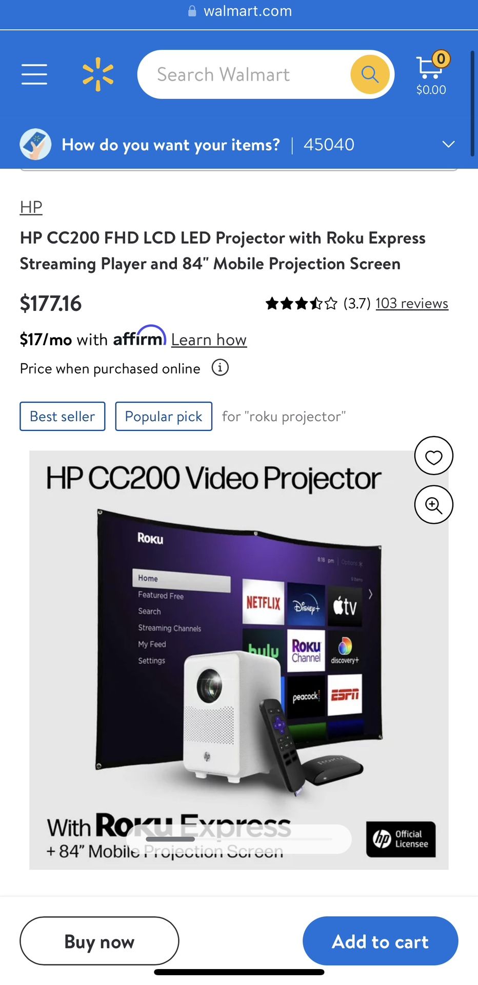 FHD LCD LED Projector with Roku