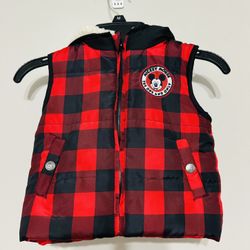 Disney Mickey Mouse Plaid Quilted Vest. Size 18 M