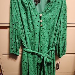 Green Lined Dress Size 2X