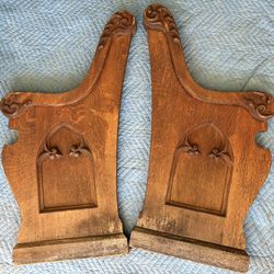 Antique Church Pew End Panels - Solid Oak