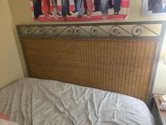 Metal frame, Wicker headboard with bed frame