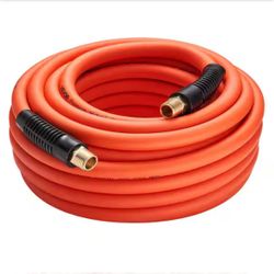 BRAND NEW Shop VEVOR Air Hose, 1/2in. x 50 ft. Hybrid Air Hose, Kink Resistant, Pneumatic Hoses with 1/2 in. Solid Brass Male Fittings Orange