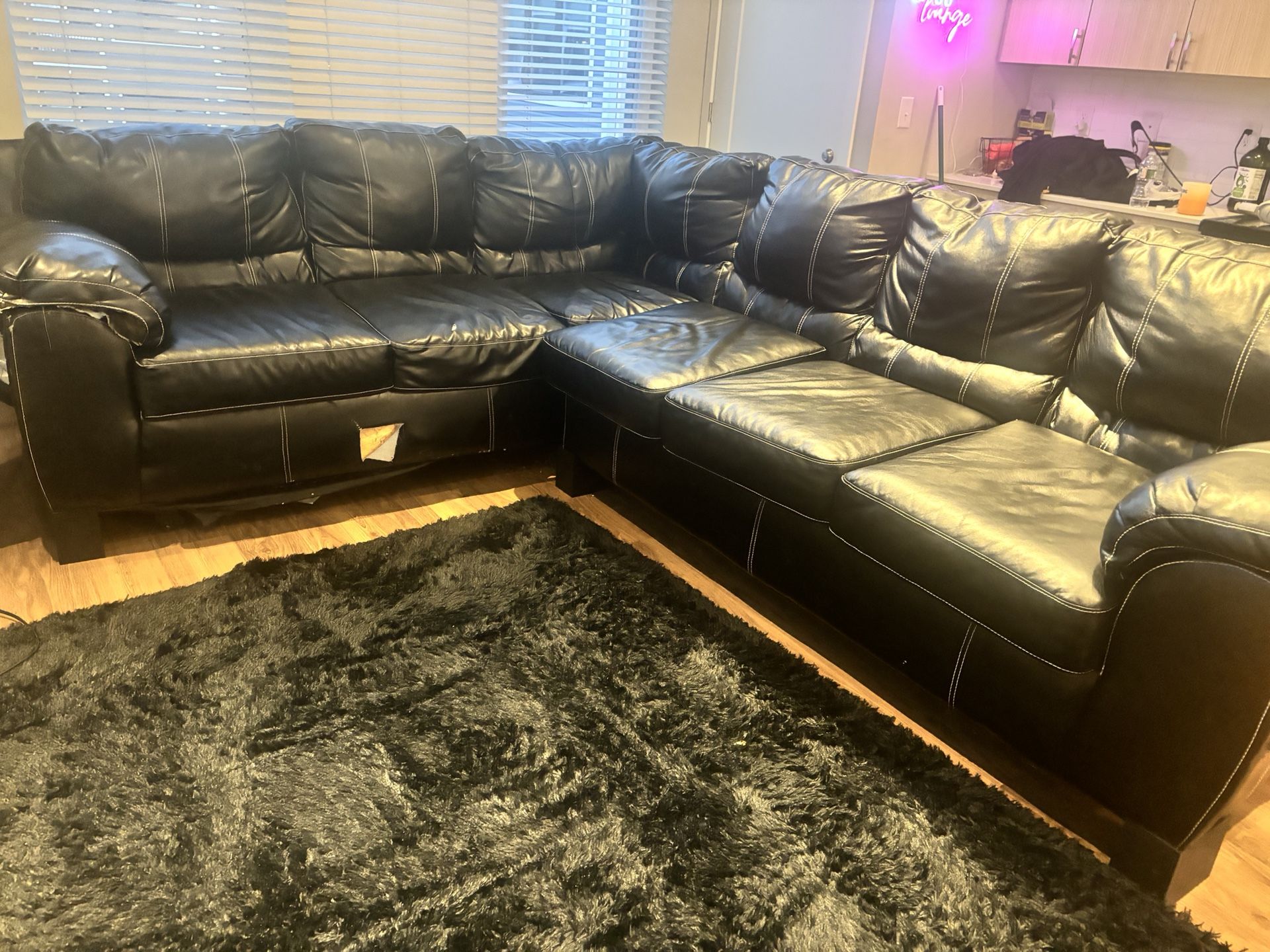 Sectional - Large Black Leather