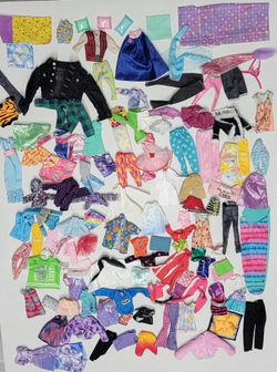 Barbie Ken  Disney Rainbow OMG Doll Clothes Lot Mixed  Dresses Skirts +100 Pcs