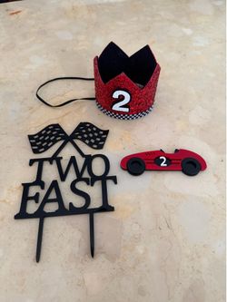 “Two Fast” Bday Crown and Cake Toppers