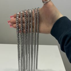 Sterling Silver 925 Solid  Miami Cuban Diamond Cut Chain 