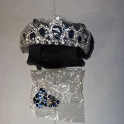 👑 Blue Gemstone Princess Tiara + Necklace & Earrings Set 💙✨