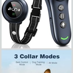 2-in-1 Dog Shock Collar & Dog Bark Collar - Smart Anti Barking Dog Training Collar with 5 Adjustable Sensitivity & 3300FT Remote for All Breeds IP67 W