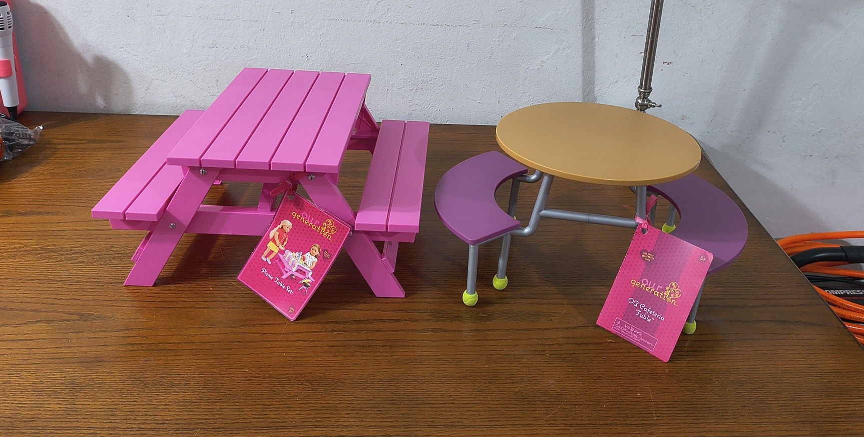 New W/Tags!! Our Generation Picnic Table & Cafeteria Table For 18" Dolls
