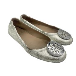 Tory Burch 'Reva' metallic silver flats 