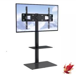 VEVOR TV Mount Stands for 32 to 65 in. TVs Height Adjustable Floor TV Stand with Tempered Glass Base for Bedroom, Living Room