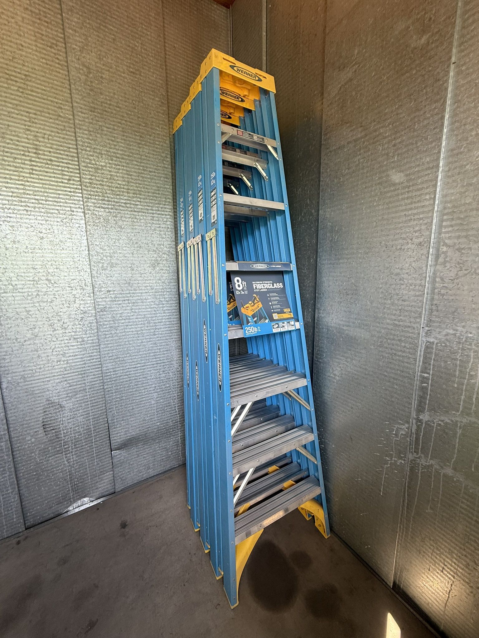 Werner 8 ft. Fiberglass Step Ladder (12 ft. Reach Height) with 250 lb. Load Capacity Type I Duty Rating