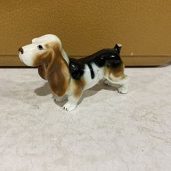 Porcelain Ceramic Basset Hound Figurine Vintage Collectible Dog