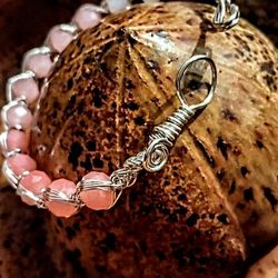 Multi-pink Quartz Gemstone Wire Braided Bracelet 